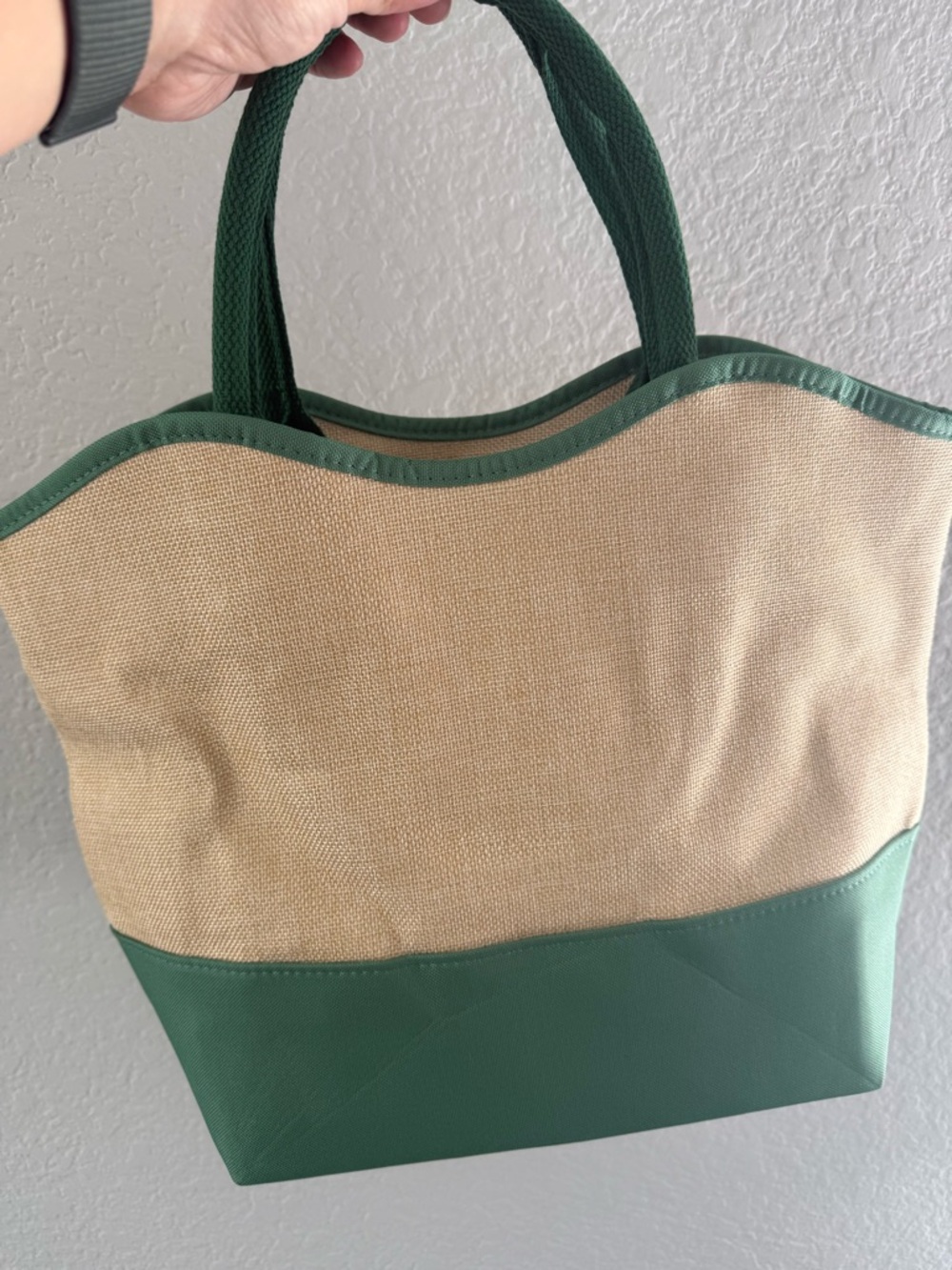 Starbucks Natural Canvas Tote with Green Trim and Logo - Picture 2 of 9